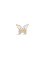 14K Solid Gold Sparkling Butterfly Zircon Ear Piercing Stud - Kosinerjewelry