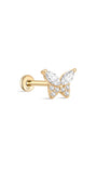 14K Solid Gold Sparkling Butterfly Zircon Ear Piercing Stud - Kosinerjewelry