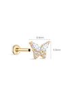 14K massief gouden sprankelende vlinder zirkoon oorpiercing Stud - Kosinerjewelry