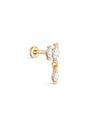 14K Solid Gold Double Zircon Ear Piercing Stud - Kosinerjewelry