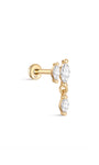 14K massief gouden dubbele zirkoon oorpiercing Stud - Kosinerjewelry