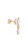 14K Solid Gold Double Zircon Ear Piercing Stud - Kosinerjewelry