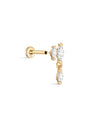 14K Solid Gold Double Zircon Ear Piercing Stud - Kosinerjewelry