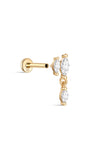 14K massief gouden dubbele zirkoon oorpiercing Stud - Kosinerjewelry