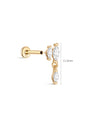 14K Solid Gold Double Zircon Ear Piercing Stud - Kosinerjewelry