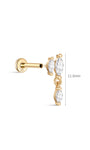 14K massief gouden dubbele zirkoon oorpiercing Stud - Kosinerjewelry