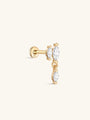14K Solid Gold Double Zircon Ear Piercing Stud - Kosinerjewelry