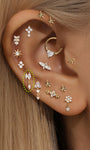 14K massief gouden dubbele zirkoon oorpiercing Stud - Kosinerjewelry