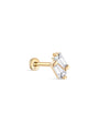 14K Solid Gold Double Trapezoidal Zircon Ear Piercing Stud - Kosinerjewelry