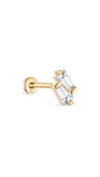 14K Solid Gold Double Trapezoidal Zircon Ear Piercing Stud - Kosinerjewelry