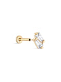 14K Solid Gold Double Trapezoidal Zircon Ear Piercing Stud - Kosinerjewelry