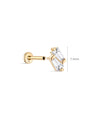14K Solid Gold Double Trapezoidal Zircon Ear Piercing Stud - Kosinerjewelry