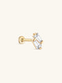 14K Solid Gold Double Trapezoidal Zircon Ear Piercing Stud - Kosinerjewelry