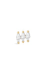 14K Solid Gold Tri Marquise Zircon Ear Piercing Stud - Kosinerjewelry