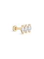14K Solid Gold Tri Marquise Zircon Ear Piercing Stud - Kosinerjewelry
