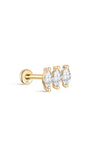 14K Solid Gold Tri Marquise Zircon Ear Piercing Stud - Kosinerjewelry