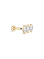 14K Solid Gold Tri Marquise Zircon Ear Piercing Stud - Kosinerjewelry
