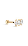 14K Solid Gold Tri Marquise Zircon Ear Piercing Stud - Kosinerjewelry