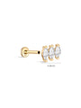 14K Solid Gold Tri Marquise Zircon Ear Piercing Stud - Kosinerjewelry