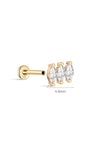 14K Solid Gold Tri Marquise Zircon Ear Piercing Stud - Kosinerjewelry