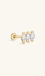 14K Solid Gold Tri Marquise Zircon Ear Piercing Stud - Kosinerjewelry
