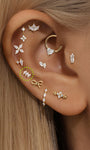 14K Solid Gold Tri Marquise Zircon Ear Piercing Stud - Kosinerjewelry