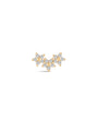 14K Solid Gold Sparkling Triple Flower Ear Piercing Stud - Kosinerjewelry