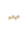14K Solid Gold Sparkling Triple Flower Ear Piercing Stud - Kosinerjewelry