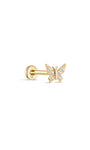 14K Solid Gold Dainty Butterfly Zircon Ear Piercing Stud - Kosinerjewelry