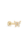 14K Solid Gold Dainty Butterfly Zircon Ear Piercing Stud - Kosinerjewelry