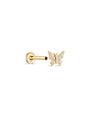 14K Solid Gold Dainty Butterfly Zircon Ear Piercing Stud - Kosinerjewelry