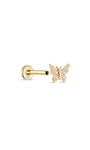 14K Solid Gold Dainty Butterfly Zircon Ear Piercing Stud - Kosinerjewelry