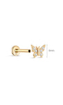 14K Solid Gold Dainty Butterfly Zircon Ear Piercing Stud - Kosinerjewelry