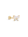 14K Solid Gold Pearl Butterfly Ear Piercing Stud - Kosinerjewelry