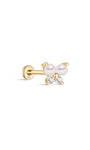 14K Solid Gold Pearl Butterfly Ear Piercing Stud - Kosinerjewelry