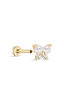 14K Solid Gold Pearl Butterfly Ear Piercing Stud - Kosinerjewelry