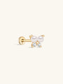 14K Solid Gold Pearl Butterfly Ear Piercing Stud - Kosinerjewelry