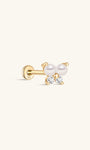 14K Solid Gold Pearl Butterfly Ear Piercing Stud - Kosinerjewelry