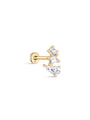 14K Solid Gold Three Irregular Zircons Ear Piercing Stud - Kosinerjewelry