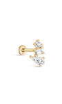 14K massief goud drie onregelmatige zirkonen oorpiercing Stud - Kosinerjewelry
