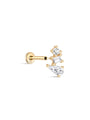 14K Solid Gold Three Irregular Zircons Ear Piercing Stud - Kosinerjewelry