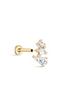 14K massief goud drie onregelmatige zirkonen oorpiercing Stud - Kosinerjewelry