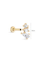 14K Solid Gold Three Irregular Zircons Ear Piercing Stud - Kosinerjewelry