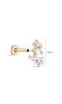 14K massief goud drie onregelmatige zirkonen oorpiercing Stud - Kosinerjewelry