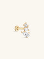 14K Solid Gold Three Irregular Zircons Ear Piercing Stud - Kosinerjewelry