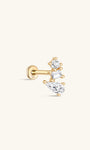 14K massief goud drie onregelmatige zirkonen oorpiercing Stud - Kosinerjewelry