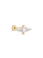 14K Solid Gold Teardrop Zircon Wings Ear Piercing Stud - Kosinerjewelry