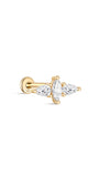 14K Solid Gold Teardrop Zircon Wings Ear Piercing Stud - Kosinerjewelry