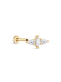 14K Solid Gold Teardrop Zircon Wings Ear Piercing Stud - Kosinerjewelry