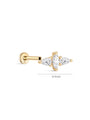 14K Solid Gold Teardrop Zircon Wings Ear Piercing Stud - Kosinerjewelry